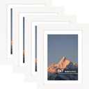 5x7 Picture Frame Set of 4, High Definition Real Glass, Display Pictures 4x6 with Mat or 5x7 Without Mat, Gallery Wall Hanging or Tabletop Photo Frames, White