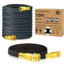 10FT Lightweight Garden Hose,Flexible Water Hose with Solid Brass Head,Kink-Free,Collapsible Hose,High Pressure Flat Water Hose for RV,Boat,Car Wash,Garden,Yard,Camper,Outdoor (BlueBlack, 10 feet)