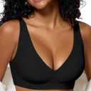 As Fairy Bras for Women Deep V Seamless Wireless Support Lift No Underwire Plunge Bralettes Full Coverage Push Up Bra (42DD, Black)