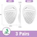 JUMPOW Ball of Foot Cushions for Women, (3 Pairs) Gel Metatarsal Pads Women, Non-Slip High Heel Comfort Pads, Heel Inserts for Women All Day Pain Relief and Comfort, One Size Fits All (Clear)