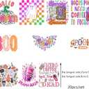 Pumpkin Iron on Transfer Decals 20 Pcs Spooky Ghost Heat Transfer Printing Stickers for Hats Jackets Dresses Boo Coffee Decoration Applique DTF Transfers Ready to Press