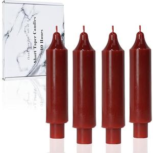 Burgundy Short Taper Candles for Christmas Unscented Dripless Candlesticks for Home Decor, Wedding, Parties and Special Occasions,6 inch,Set of 4