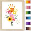 Physkoa Handprint Flower Kit with Frame  Kids Gifts for Mom or Grandma  DIY Family Keepsake Craft, Mother Daughter Activity, Birthday or Christmas Gift from Kids (Art Deco-A)