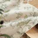 Jinchan Amlie Floral Kitchen Curtains 24 Inch Length Linen Cafe Curtains Small Window Drapes Light Filtering Botanical Farmhouse for Bedroom Bathroom Rod Pocket 2 Panels Sage Green on Linen