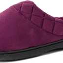 Dearfoams Women's Lightweight Memory Foam Indoor House Slipper Darcy Velour Clog with Wide Widths (11-12, Aubergine)