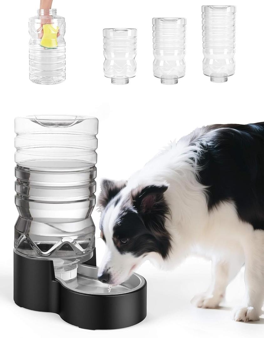 Heouvo 2.1 Gallon Automatic Dog Water DispenserWide Mouth for Easy Hand-in CleaningRemovable Stainless Steel Bowl, Gravity Refilling Large Capacity for Cats and Dogs, Multi-Pet Homes