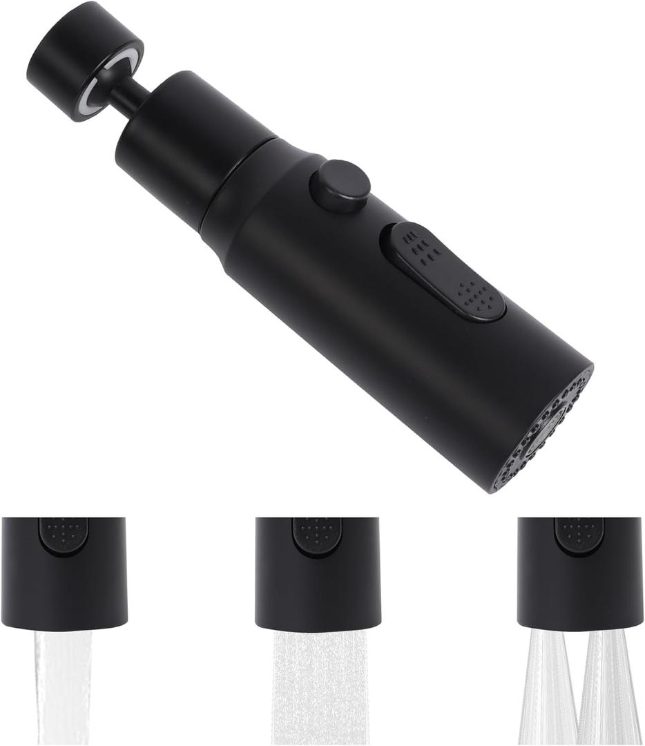 Kitchen Faucet Sprayer Head Replacement, Kitchen Faucet Pullout Sprayer Replacement, 360 Swivel Spout Faucet Extender 3 Modes for Kitchen Sink,Tap Accessories (black)