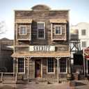 BELECO 10x8FT Fabric Western Backdrop Wooden Building Sheriff Background Wild West Cowboy Themed Party Banner Decorations Ameican History Culture Kids Adults Portrait Photo Booth Shoot Studio Props