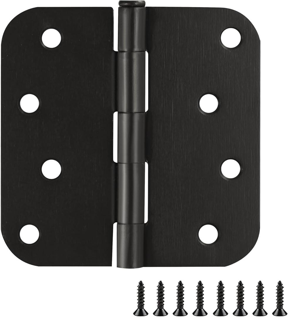 Door Hinges for Interior Doors 9-Pack 4-inch x 4-inch  Rounded 5/8-inch Radius Steel Door Hinge  Oil Rubbed Bronze  Fits Standard Doors  Design House 191155