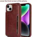 iCoverCase Compatible with iPhone 14 Case with Card Holder, Wallet Case for Women Men RFID Blocking PU Leather Protective Phone Case 6.1 Inch (Dark Brown)