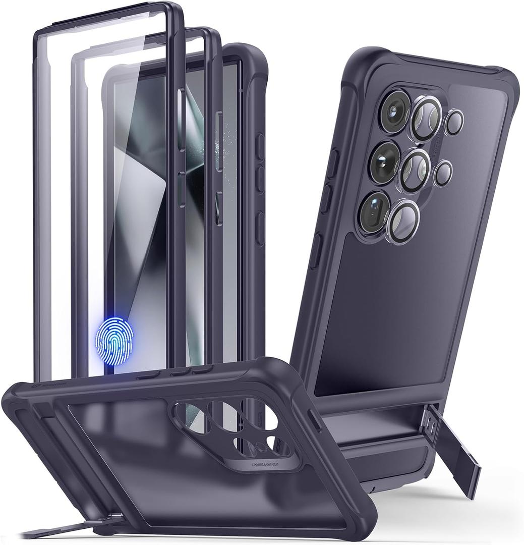 ESR for Samsung Galaxy S24 Ultra Case, S24 Ultra Case with Extra Protective Front Frame & 3 Kickstand Modes, Exceeds Full-Coverage Military-Grade Protection, Heavy Duty Shock Armor, Clear Purple