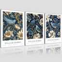 3 Pcs William Morris Canvas Wall Art Vintage Bluebird and Flowers Style Poster Print Home Decor Paintings for Bedroom Living Room Office Bathroom 12x16 Inch Ready to Hang (Cuckoo)