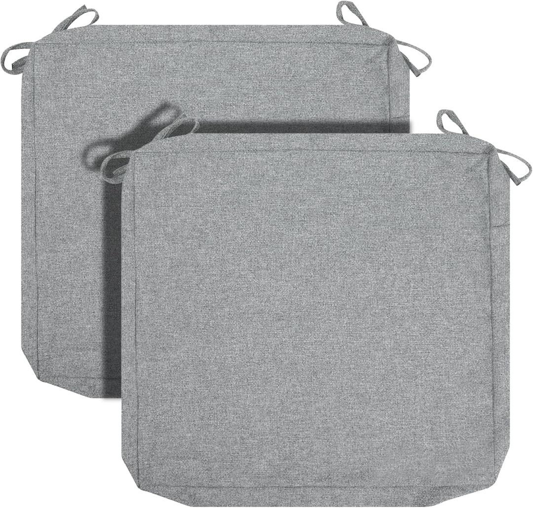 FUNHOME Outdoor Chair Cushion Covers 2 Pack, No Insert! Patio Cushion Covers Replacement 20" x 18" x 4", Water Resistant Chair Cushion Slipcovers, Light Grey (Covers ONLY)