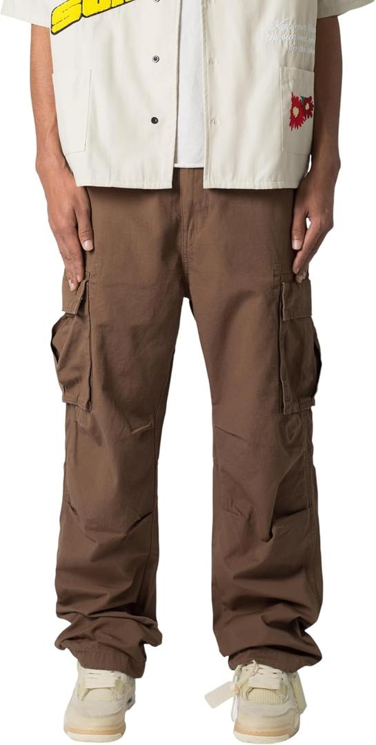 mnml Men's Mnml Men's Ultra Baggy Vintage Cargo Pants (29, Brown)