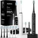 Aquasonic Duo Series PRO Ultra-Whitening Electric Toothbrush Set 5 Modes & Smart Timers Premium Travel Cases & 10 Proflex Brush Heads ADA Accepted Toothbrushes