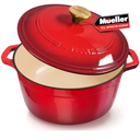 Mueller 6 Qt Enameled Cast Iron Dutch Oven, Heavy-Duty Casserole Dish and Braiser Pan with Lid and Stainless Knob, Safe for All Cooktops