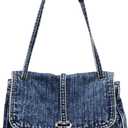 Denim Tote Bag Casual Retro Aesthetic 2026 Crossbody Jean Purses Handbag Shoulder Bag Blue Canvas Messenger Bag for Women