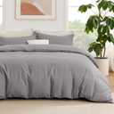 Bedsure Duvet Cover with Fitted Sheet Queen - Warm Deep Pocket, Hotel Luxury Soft Double Brushed Bedding Set with Zipper Closure, 1 Duvet Cover, 1 Fitted Sheet, 2 Pillow Shams, NO Comforter, Grey 