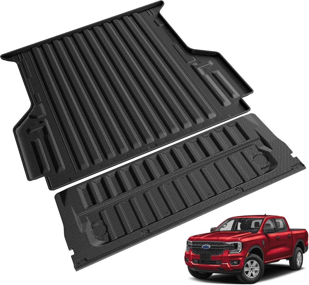 Ranger Truck Bed Mat and Tailgate Liner Compatible with 2024 2025 2026 Ford Ranger 5FT - Custom Fit Cargo Mat for Ford Ranger All Weather Trunk Mat