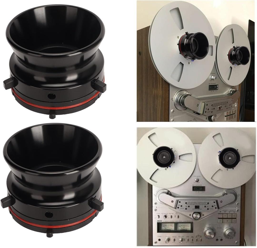 Nab Reel Hub Adaptors for 10in Reel to Reel Tape Recorders, 1 Pair Aluminium Nab Hub Device for for Akai for TEAC, Universal Loading Device (Black)