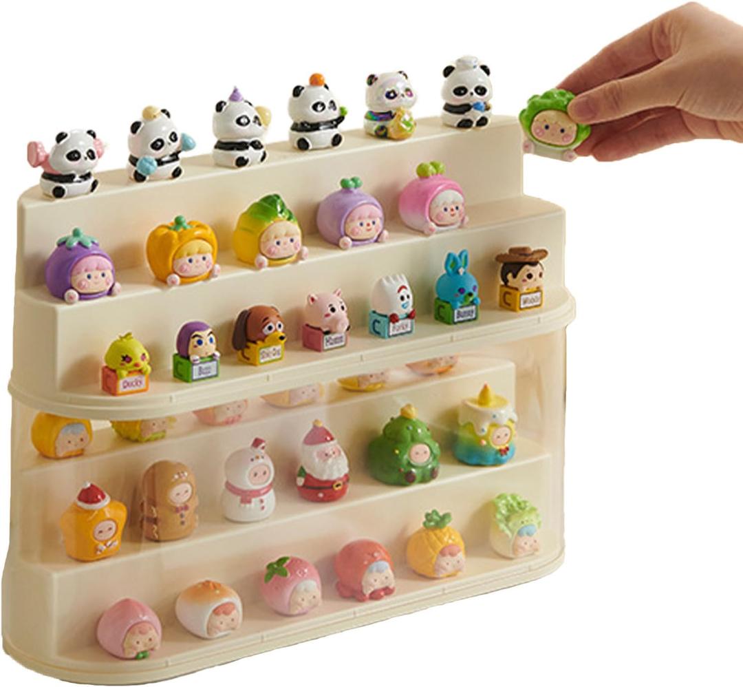 Display Case for Minifigure Figures, Acrylic Minifigure Display Case Box Storage Step Type Minifigure Display Cabinet Suitable for Collectibles Action Figures Under 1.57 Inches (1 Pack)