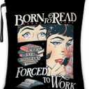 Funny Book Sleeve with Zipper, Born to Read Book Lover Gift for Teen Women Girl, Black