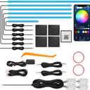Acrylic Interior Car LED Strip Light with Wireless APP, RGB 10 in 1 with 175 inches 612 LEDs Fiber Optic Car Ambient Lighting Kits, Dynamic Music Sync Neon LED Strip Lights for Car
