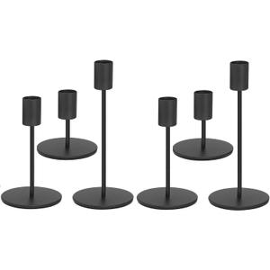 Set of 6 Black Candlestick Holders - Decorative for Home Decor, Wedding, Dining, Party, Anniversary