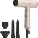 TOME Hair Dryer, 1875W High-Speed EC Motor 110,000 RPM Ionic Blow Dryer, Fast Drying, Cool Shot Lock, 3 Heat 2 Speed, 4 Attachments (Styling Nozzle, Diffuser, 2 Air-Powered Wrap Wands), 125V Pink