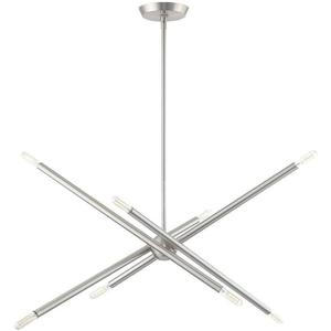 Livex Lighting 8 Light Brushed Nickel Linear Chandelier, 12 x 31.5 x 48