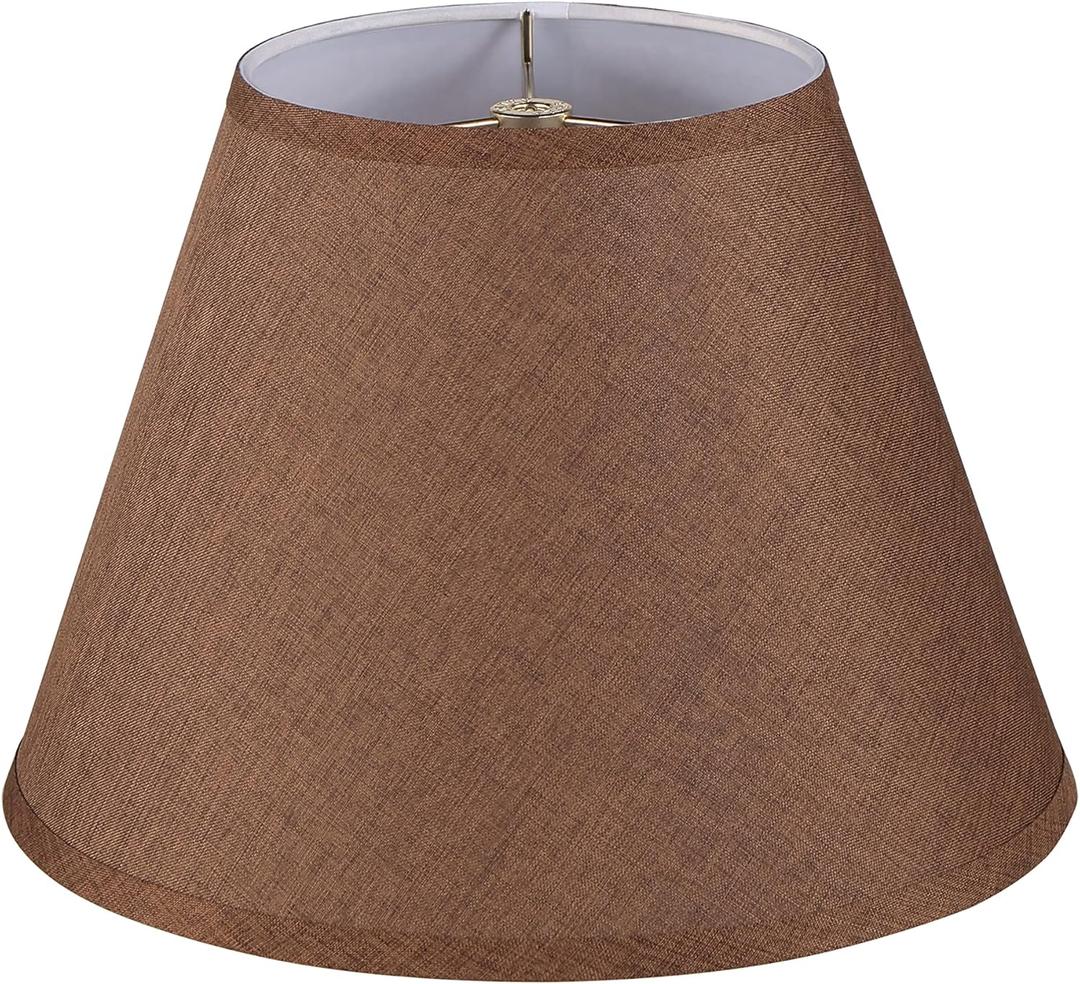 Aspen Creative 32091A, Hardback Empire Transitional Spider Shade, Dark Brown Burlap Texture Fabric, 7" Top x 13" Bottom x 9-1/2" Slant