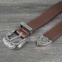 INOGIH Adjustable-Vintage-Western-Cowboy-Belt Women Men - Cowboy-Style Engraved-Buckle Belt for Jeans Pants Dresses (One Size, Black/Coffee)