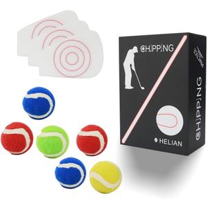 HELIAN Golf Chipping Trainer Aid Sets,6PCS Handmade Golf Practice Ball,3PCS Reusable Fixed-Point Velcro for Improving Slice Accuracy,Suitable for Home, Office, Indoor/Outdoor Practice