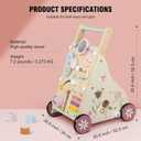 Pithfor Wooden Baby Walker, Baby Push Walker, Push Walker Toys for Babies Learning to Walk & Sit-to-Stand, with Montessori Sensory Toy & Activity Center for Girls Boys