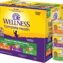 Wellness Complete Health Pate Variety Pack Adult Canned Wet Cat Food, Natural, Protein Rich, Grain Free, Chicken and Turkey Favorites, 3 oz, Pack of 24 Cans (EXP 04/25/28)