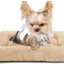 Dog Crate Bed 18 Inch Washable Dog Beds for XX-Small Dogs Deluxe Thick Soft Fluffy Comfy Kennel Pad Anti-Slip Indoor Pet Sleeping Mat for Extra Small Puppy Breeds,18" x 12",Light Brown