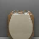 Mayfair Cassel Slow Close Toilet Seat, Easy Clean, Non Slip Premium Wood Seat, Easy Install, Made in USA, Round, Bone