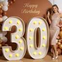 Tongjoy 4FT Marquee Numbers 30, Light Up Numbers 30 Birthday Decoration | 30 Years Old, Party Decorations Anniversary Wedding Decorations Assembly Required Foam Board 42 Pcs Accessory Set