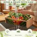 Garden Hod Harvest Basket, Wooden Garden Harvest Basket with Metal Mesh, Vegetable Gathering Basket for Fruit Picking, Rinse & Drain Gardening Basket for Kitchen, Picnic, Farmhouse Decor-Big