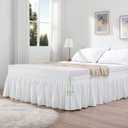 RIMELA White Bed Skirt King Size 15 Inch Drop, Wrap Around Elastic Bedskirt, Dust Ruffle for Adjustable Bed Base Machine Washable Easy to Install Bed Skirts