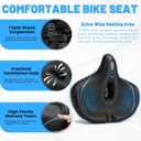 CDYWD Oversized Bike Seat for Men & Women Comfort, Extra Wide Bicycle Seat Cushion, Comfortable Soft Padded, Large Replacement Saddle for Peloton, Stationary Exercise Bike, Cruiser, City Bike, Ebike