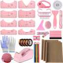 XEUZK Sublimation Shirts Tool Pink Kit With 8T Shirt rulers, 3Pack Teflon Sheet for Heat Press 12 x 16in, Heat Resistant Gloves & Silicone Bumps, 4Rolls Heat Resistant Tape& Tape Dispenser Sublimation