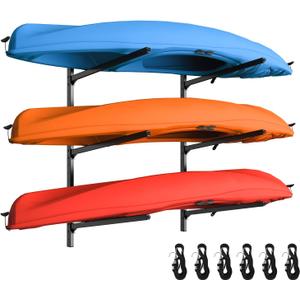 Kayak Storage Rack, Heavy Duty Freestanding Kayak Rack for Garage and Outdoor Storage, Kayak Stand Adjustable for Kayak, Canoe, Surfboard and Paddle Board