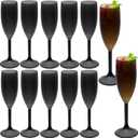 12 Pcs Champagne Flutes 5.4OZ Plastic Champagne Glasses Wine Glasses Plastic Goblets for Parties Mimosa Bar Glasses Stemmed Drinking Cups for Wedding Celebration Christmas Birthday Bride (Clear Black)