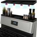 Silicone Magnetic Over the Stove Shelf for Back of Stove - Magnetic Stove Top Shelf and Over Stove Shelf, Over Oven Shelf for Top of Stove, Over the Stove Spice Rack, Includes 6 Extra Plates (Black)