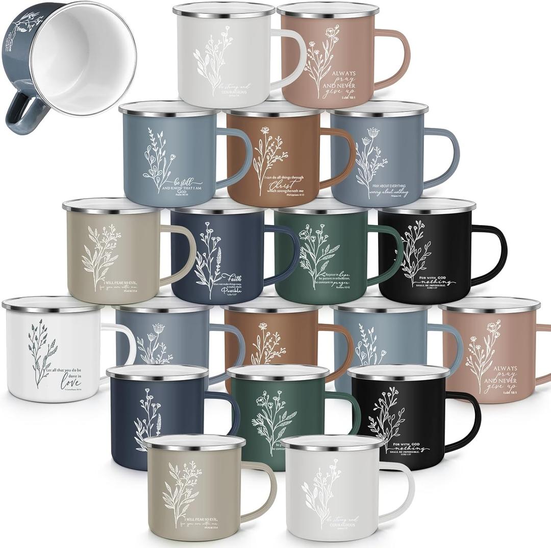 20 Pcs Christian Mothers Day Mugs Bulk with Handle Floral Inspirational Bible Verse Coffee Mugs Religious Scripture Cups Church Gift for Holy Week Pastor Sunday School Teacher Mom Dad Gifts