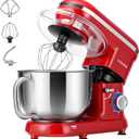 VIVOHOME Stand Mixer, 660W 10 Speed 6 Quart Tilt-Head Kitchen Electric Food Mixer with Beater, Dough Hook, Wire Whip and Egg Separator, Red