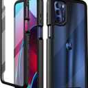 Wahhle Moto G Stylus 2022 4G Case - Built-In Screen Protector, Full Body Shockproof, Slim Fit Bumper, Black/Clear