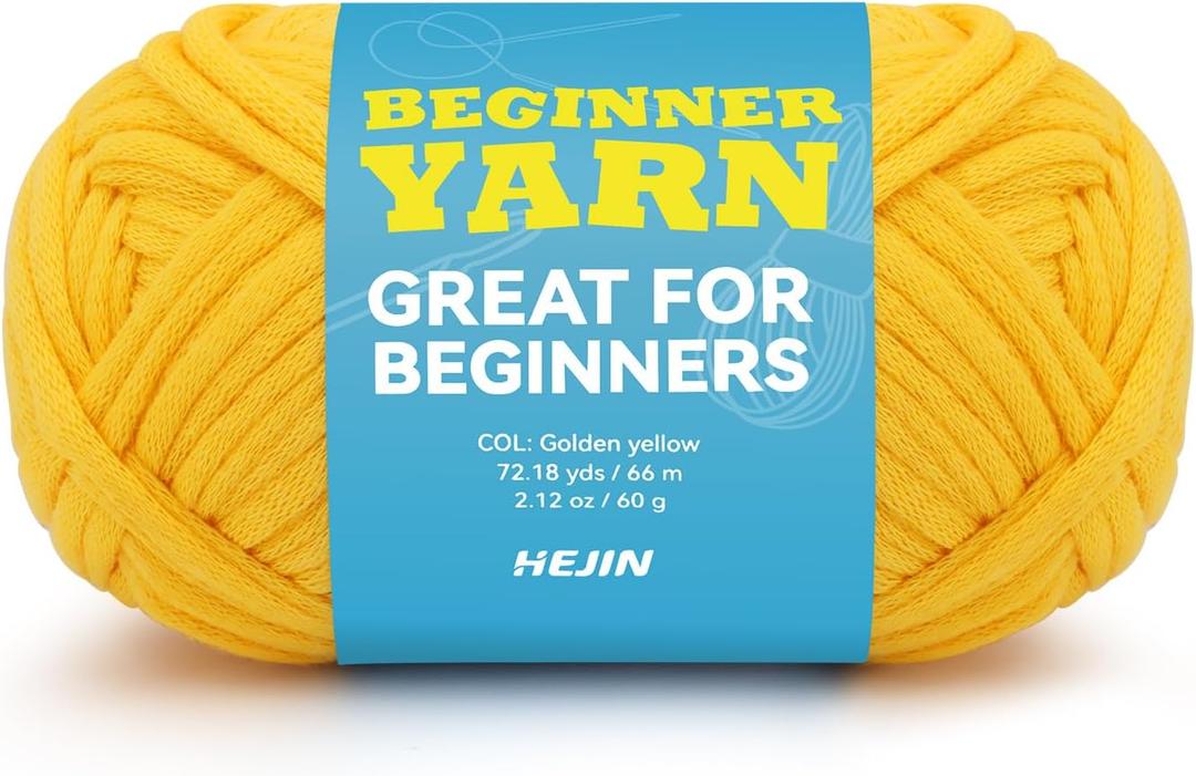 60g Yellow Yarn for Crocheting and Knitting;66m (72yds) Cotton Yarn for Beginners with Easy-to-See Stitches;Worsted-Weight Medium #4;Cotton-Nylon Blend Yarn for Beginners Crochet Kit Making