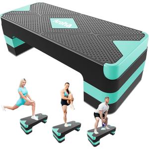Aerobic Step Platform, Non Slip Adjustable Height Step Trainer, 26.5" x 10.5" (EXP 11/29/35)